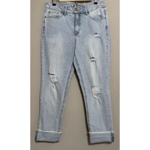 Seven 7 Women's 10 Jeans Weekend Slim Fit Straight High Rise Raw Hem Ankle